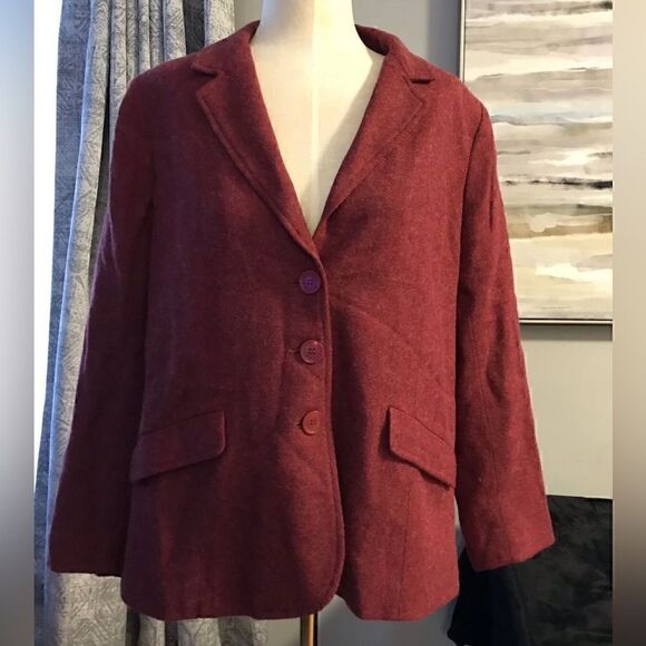 APPLESEED’S Red Wool Button Blazer Coat Jacket - 14 - New without tags - Picture 2 of 12